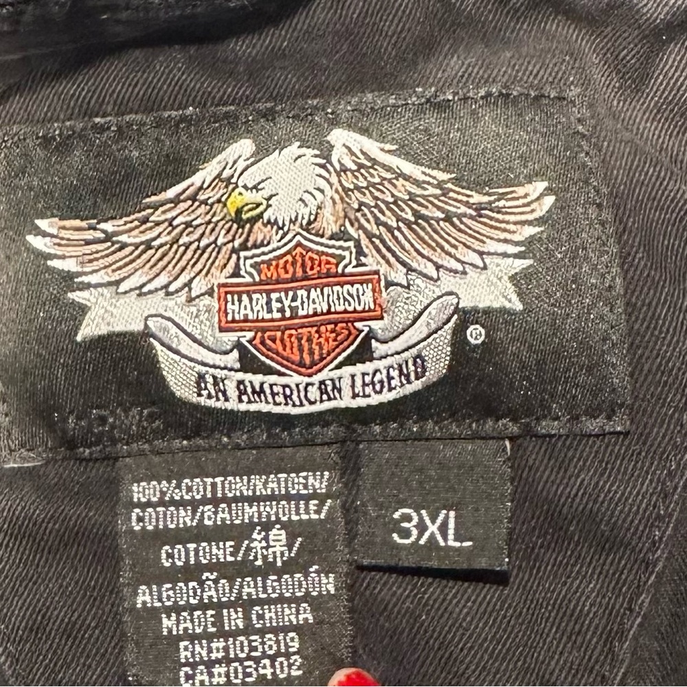 Harley Davidson button down vest with frayed cut-off sleeves. 3XL - Picture 2 of 6